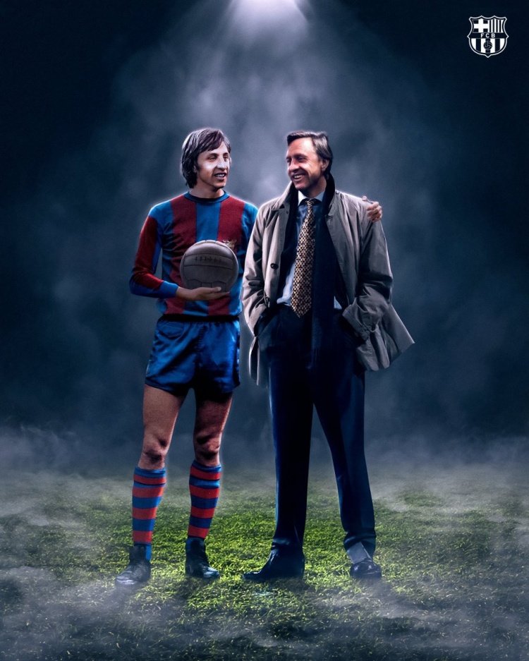 克魯伊夫逝世9周年！巴薩官方海報(bào)悼念：感謝你教會(huì)我們熱愛(ài)足球