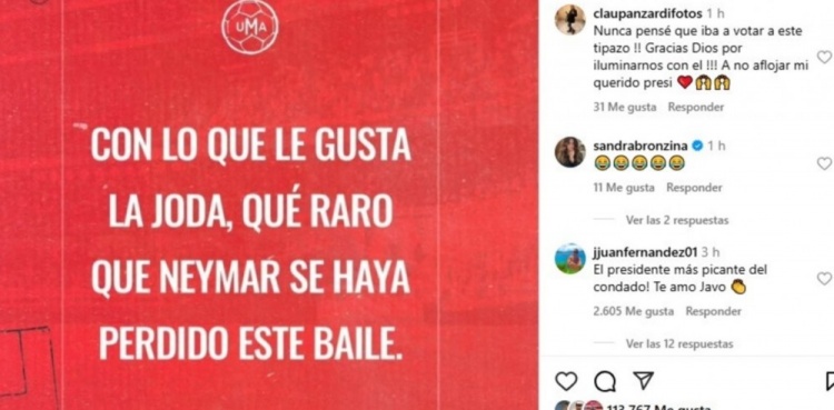 4-1大勝，阿根廷總統(tǒng)嘲諷內(nèi)馬爾：他如此愛聚會，缺席令人奇怪