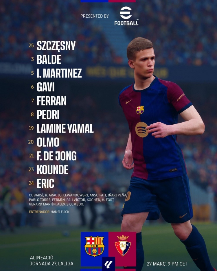 記者談巴薩首發(fā)：需要觀察一下費(fèi)蘭&奧爾莫誰擔(dān)任9號(hào) 萊萬將輪休