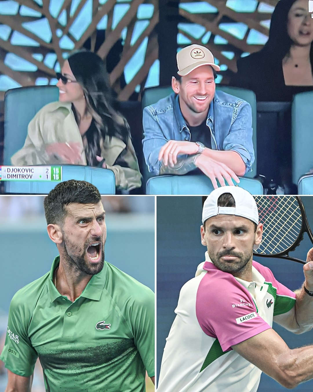 邁阿密網(wǎng)球大師賽半決賽德約對陣迪米特洛夫，梅西現(xiàn)場觀戰(zhàn)