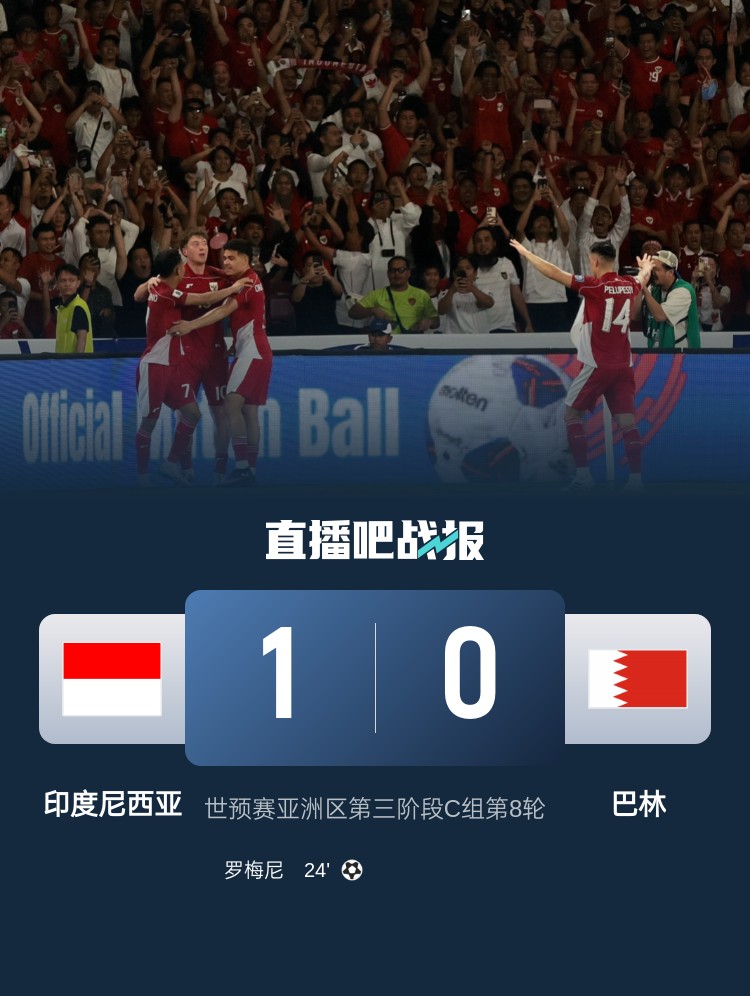 印尼媒體：印尼保留直接晉級(jí)世界杯希望 6月需擊敗中國(guó)隊(duì)和日本隊(duì)